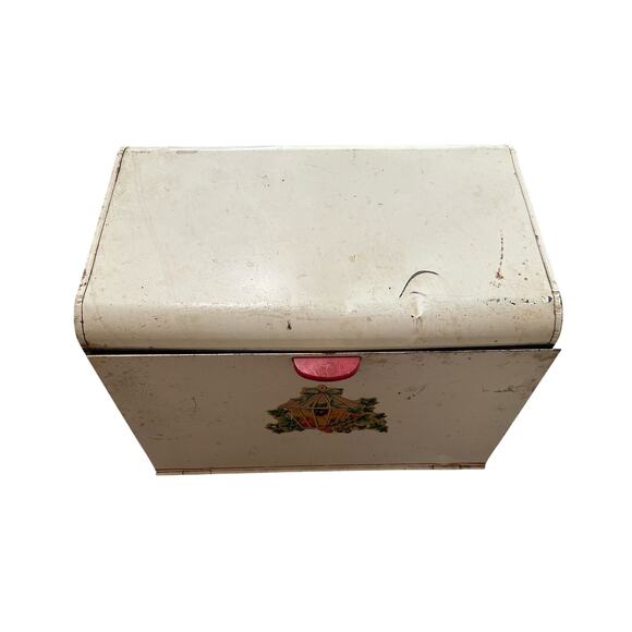 Vintage 1950 - Bread Box - white with flower detail- some scratches and dings - Picture 1 of 10